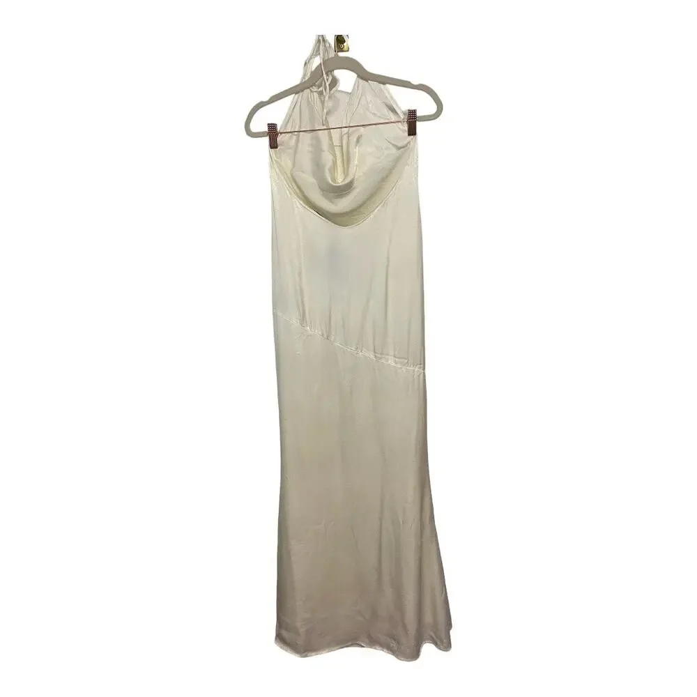 Michael Costello Cecelia Gown Satin Cowl Neck Formal Wedding Gala Party Prom XS